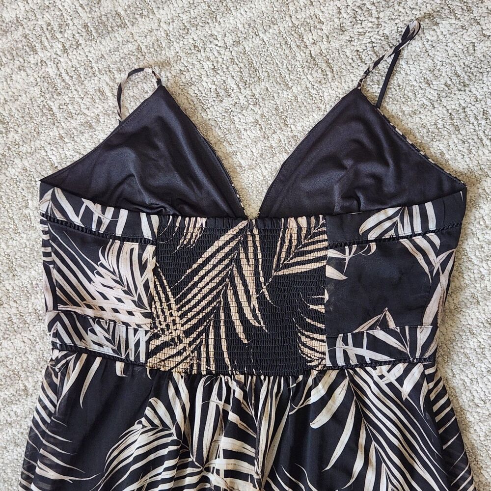 White House Black Market halter chiffon flowy palm leaf maxi dress size 10 - Picture 9 of 11